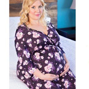 Dressed to Deliver Maternity Robe + Nursing Violet Size L/XL